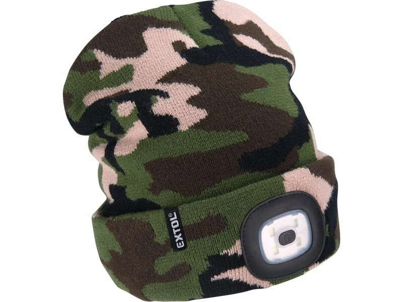 Čiapka maskáčová s čelovým svetlom, LED