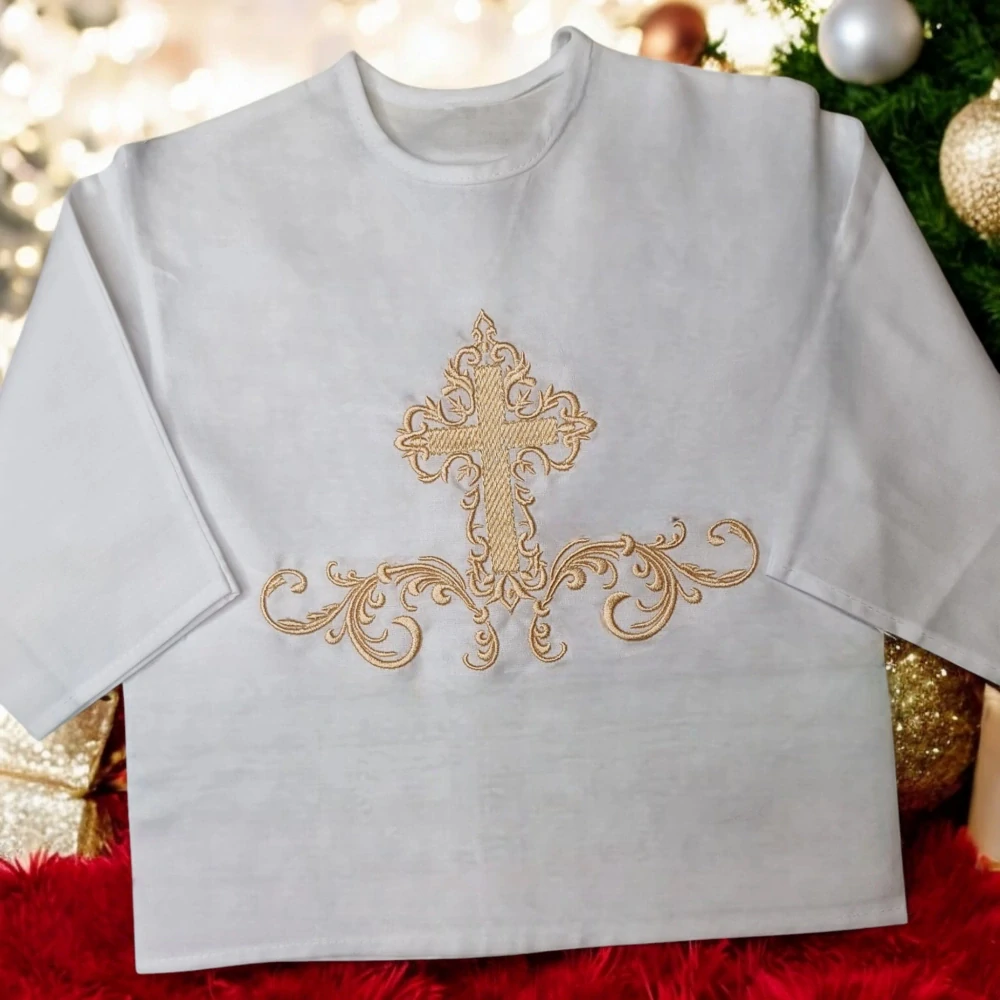 Košieľka na krst Artur / krstová košieľka s krížom - luxusná