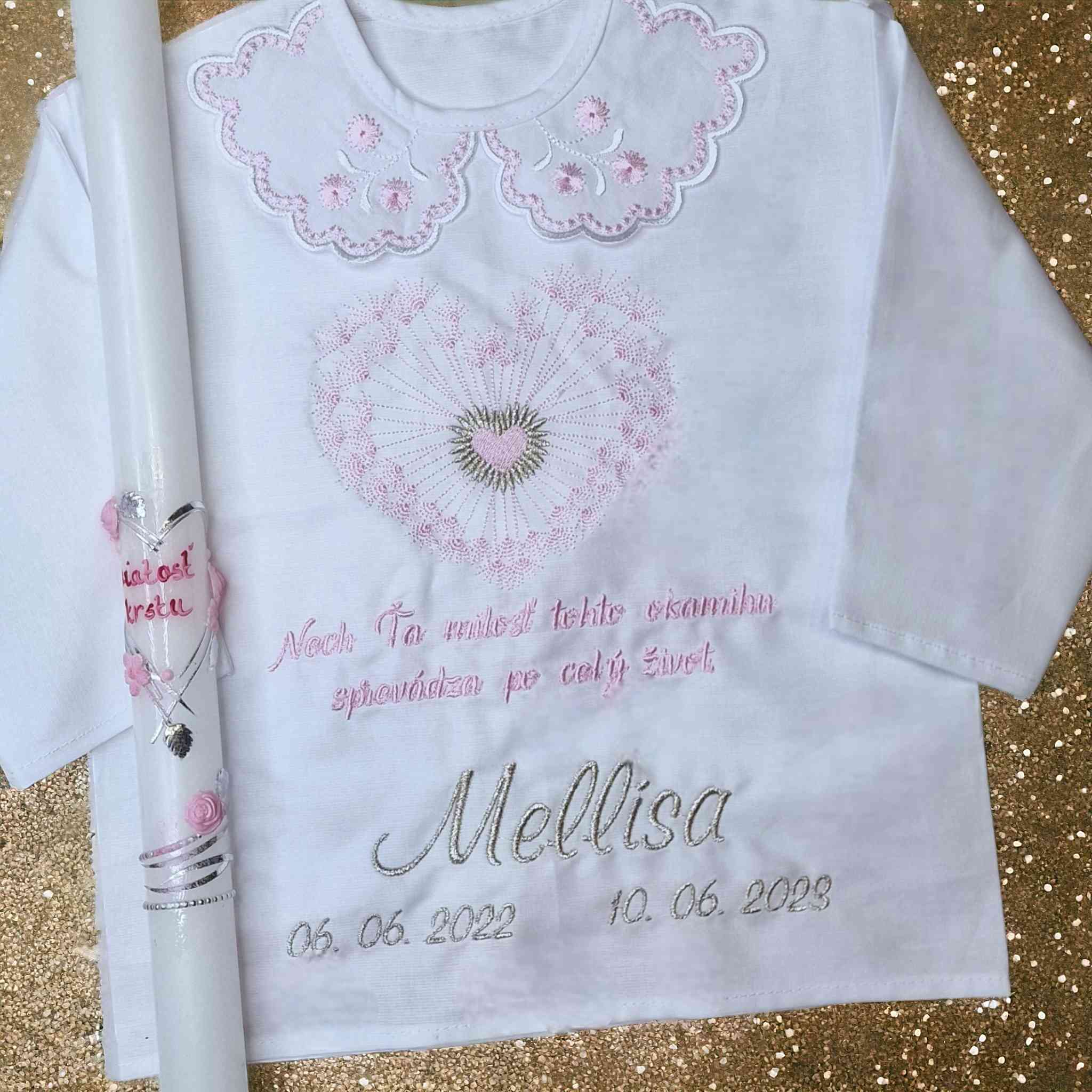 Košieľka na krst Zdenka / krstová košieľka so srdcom