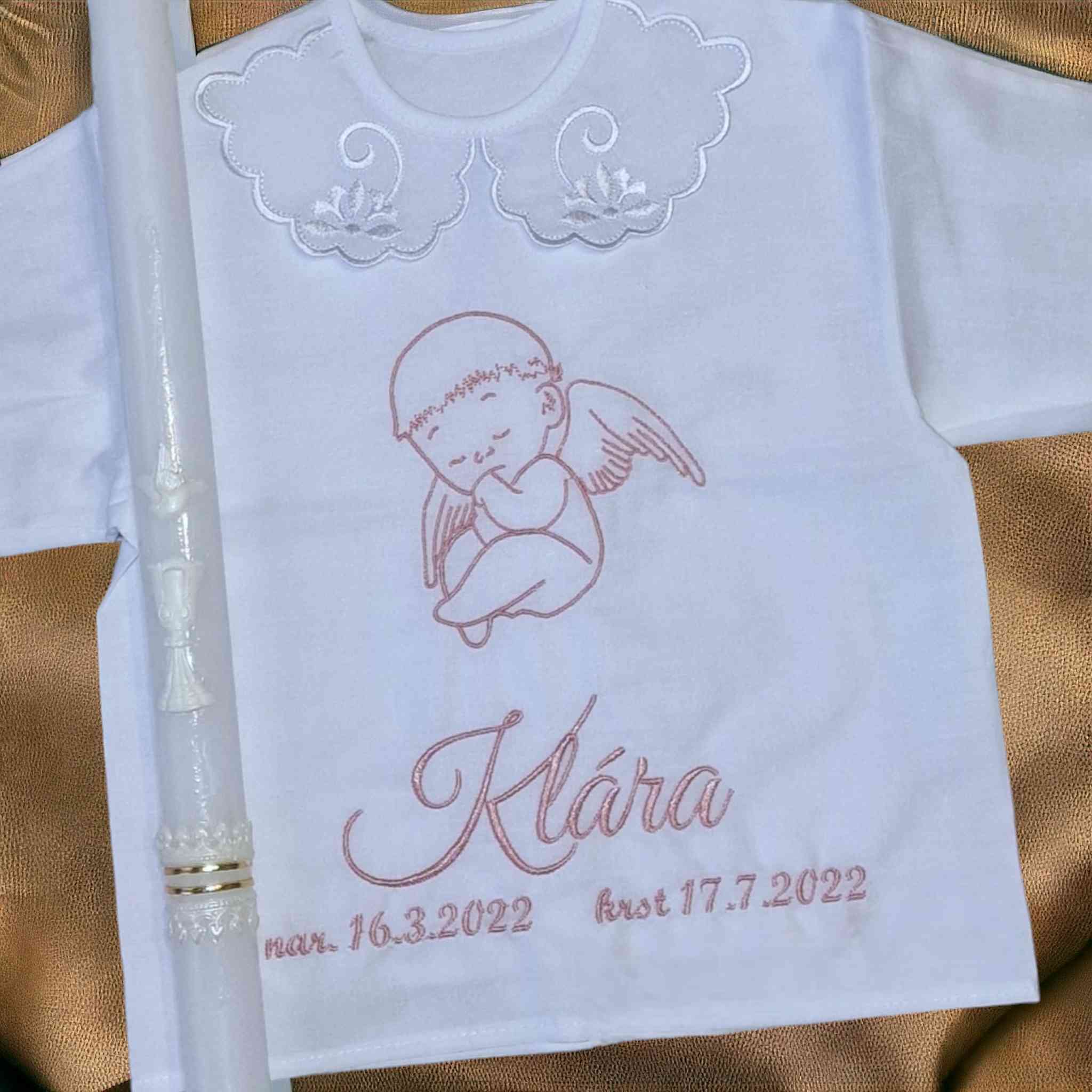 Košieľka na krst Ivana / krstová košieľka s anjelikom - jemná