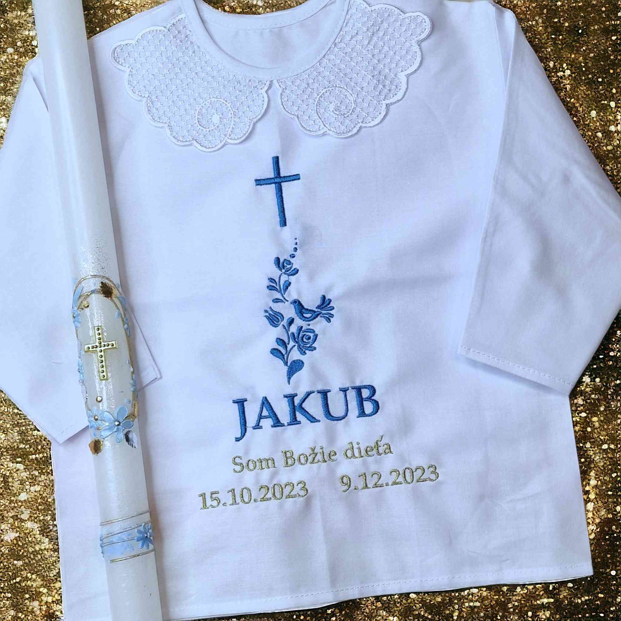 Košieľka na krst Michael / krstová košieľka s krížikom - folklór