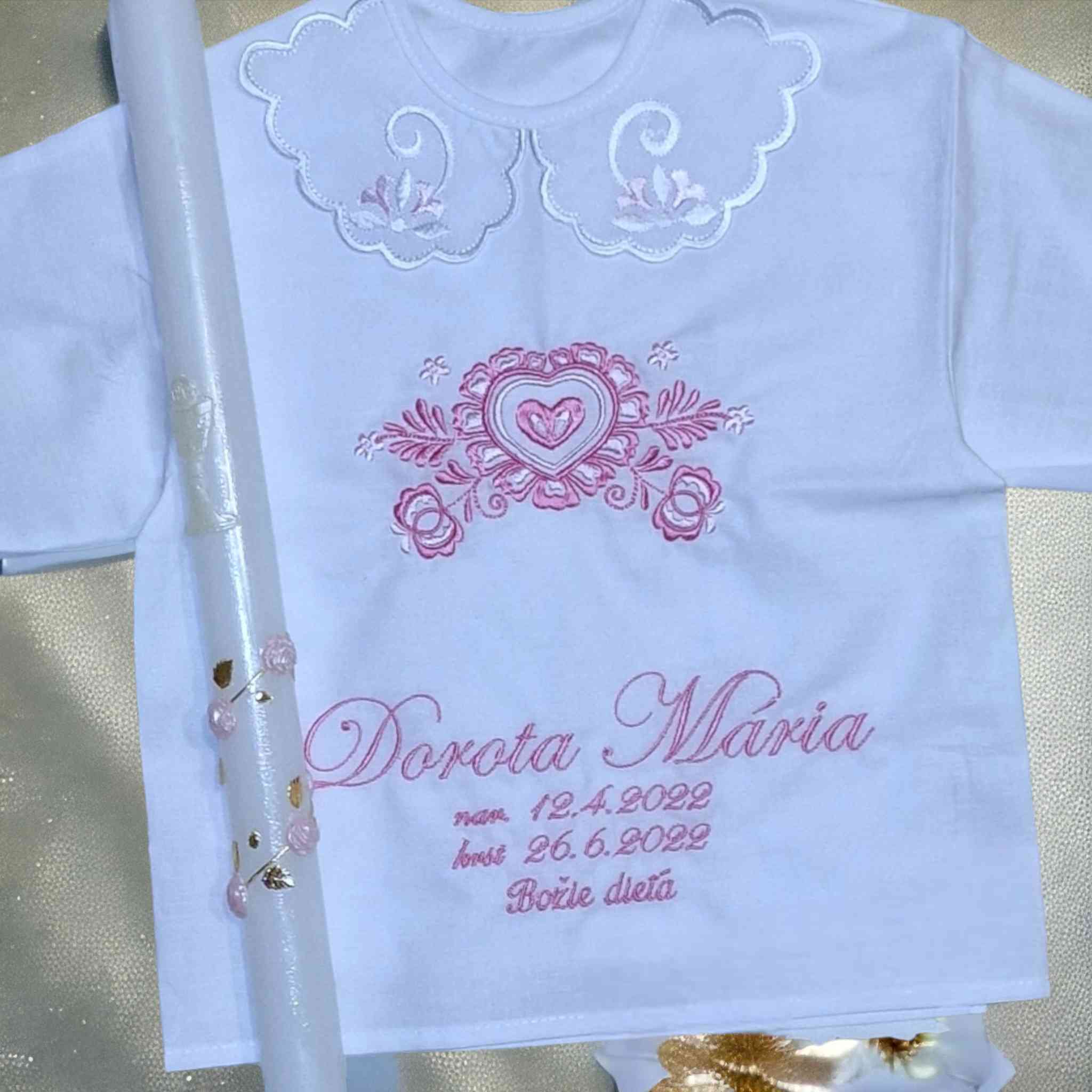 Košieľka na krst Marta / krstová košieľka s ľudovým vzorom