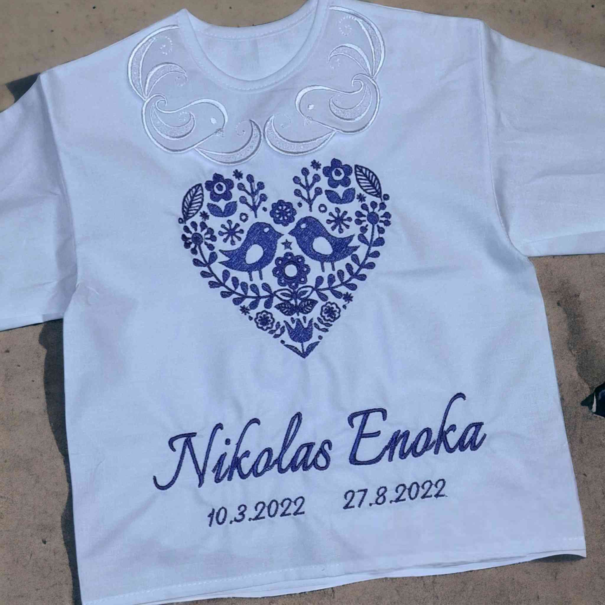 Košieľka na krst Dáša / krstová košieľka - srdce, folklór