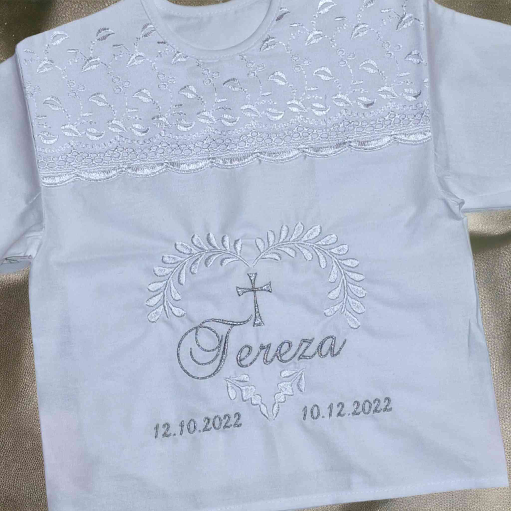 Košieľka na krst Zora / krstová košieľka so srdcom - jemná