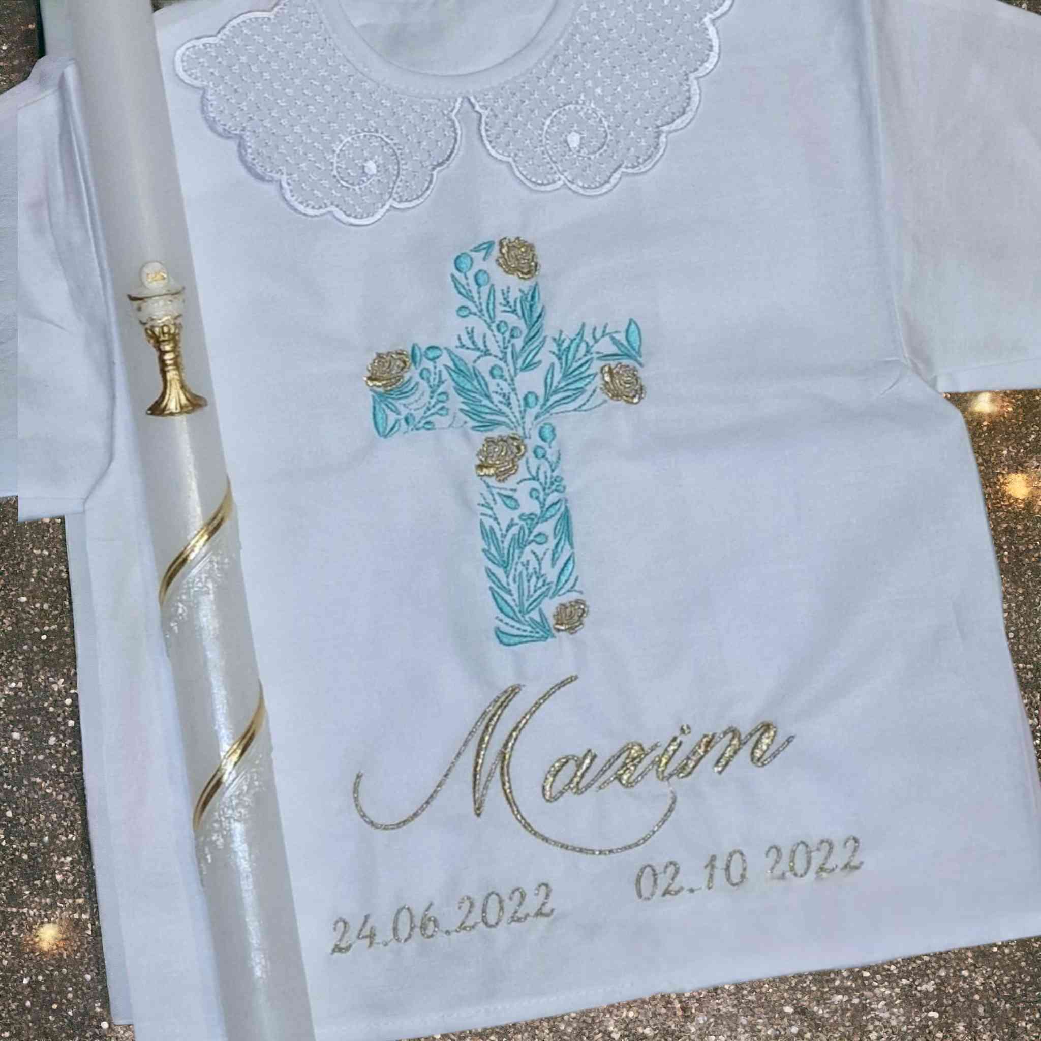 Košieľka na krst Sabína / krstová košieľka s krížom