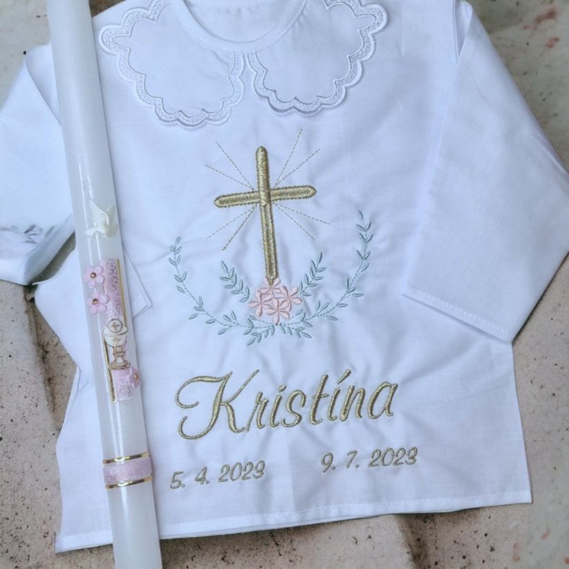 Košieľka na krst Zoya / krstová košieľka s krížom - jemná