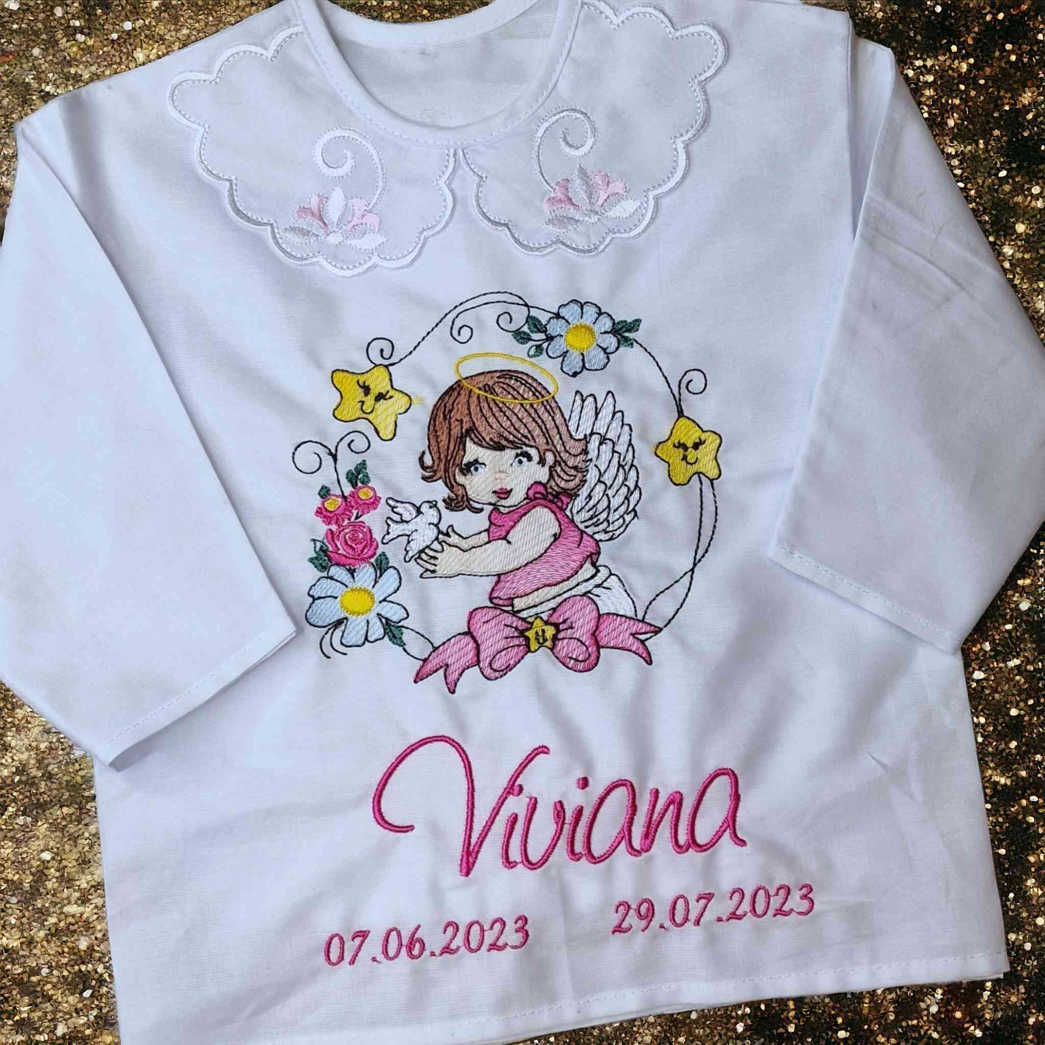 Košieľka na krst Pavlína / krstová košieľka s anjelikom