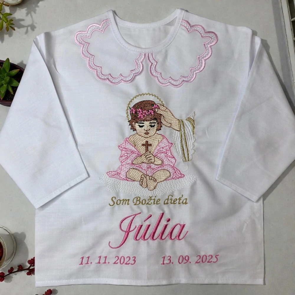 Košieľka na krst Petra / krstová košieľka s anjelikom
