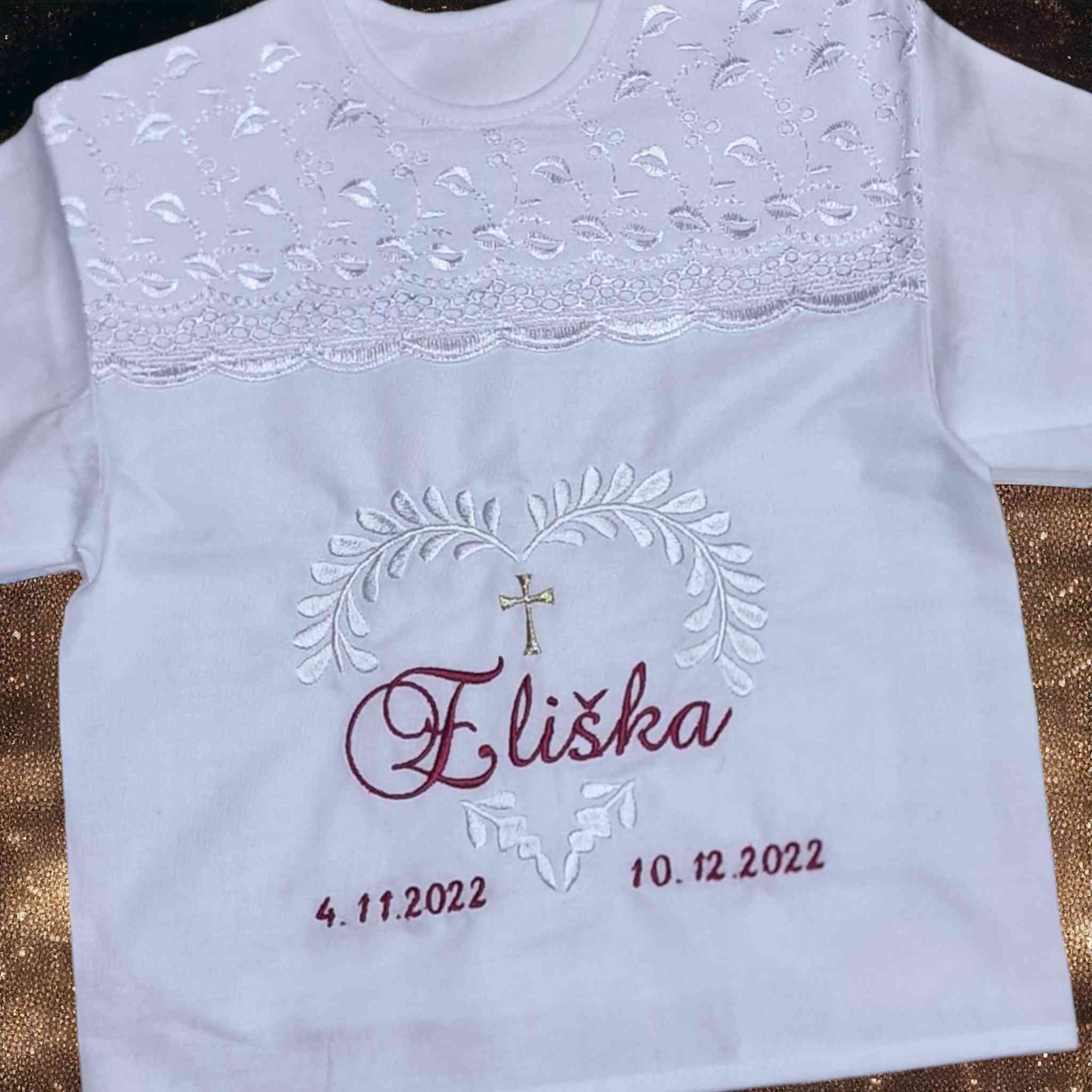 Košieľka na krst Zora / krstová košieľka so srdcom - jemná