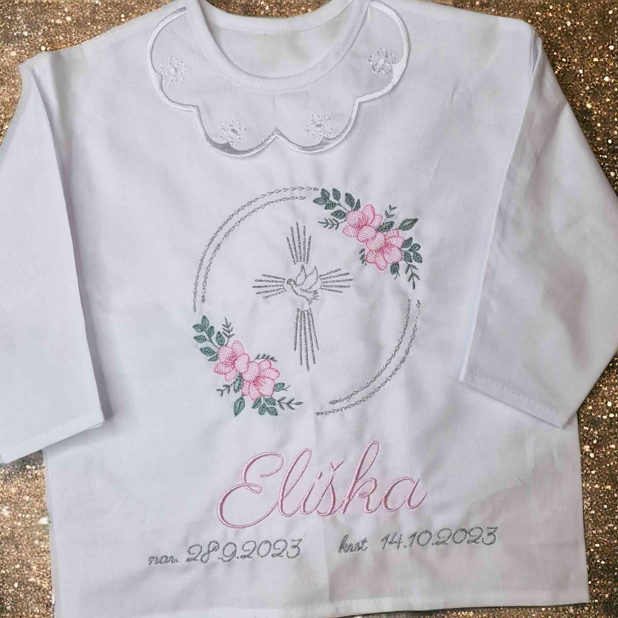 Košieľka na krst Elisa / krstová košieľka s krížikom - luxusná