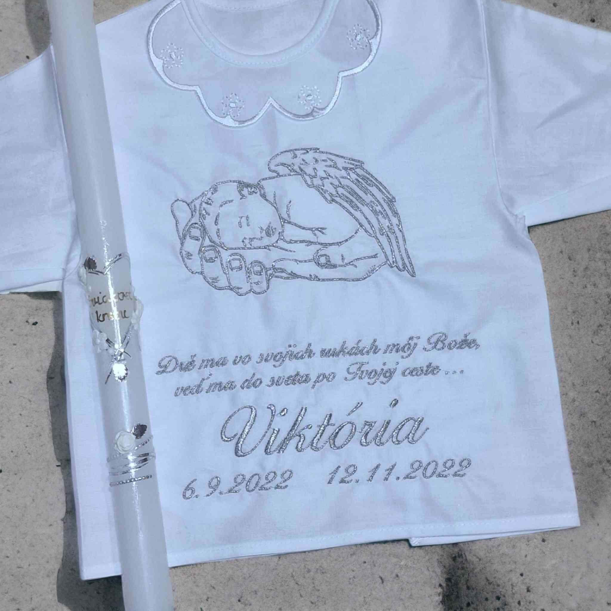 Košieľka na krst Samuel / krstová košieľka anjelik