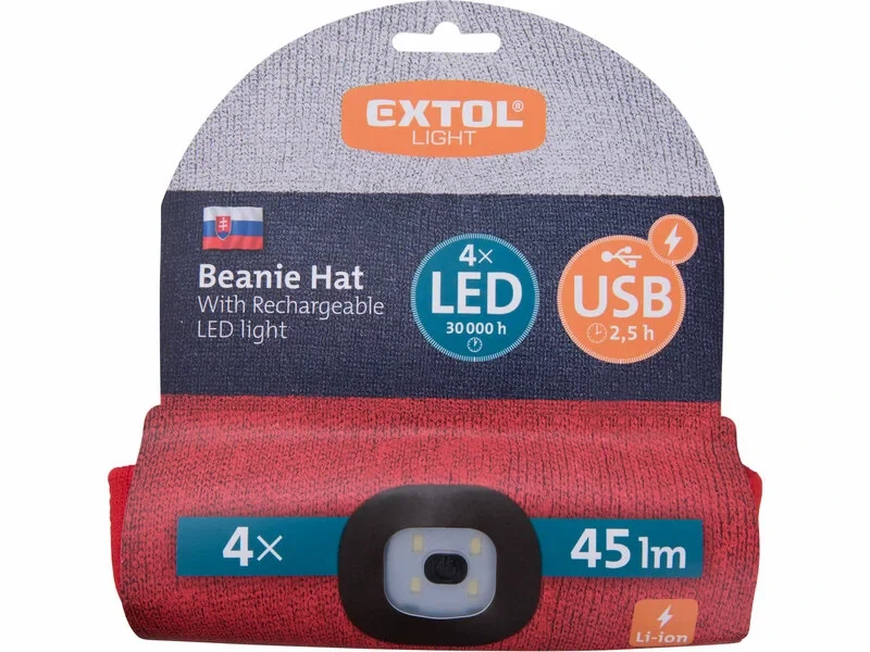 Čiapka s čelovým svetlom, 4x LED,