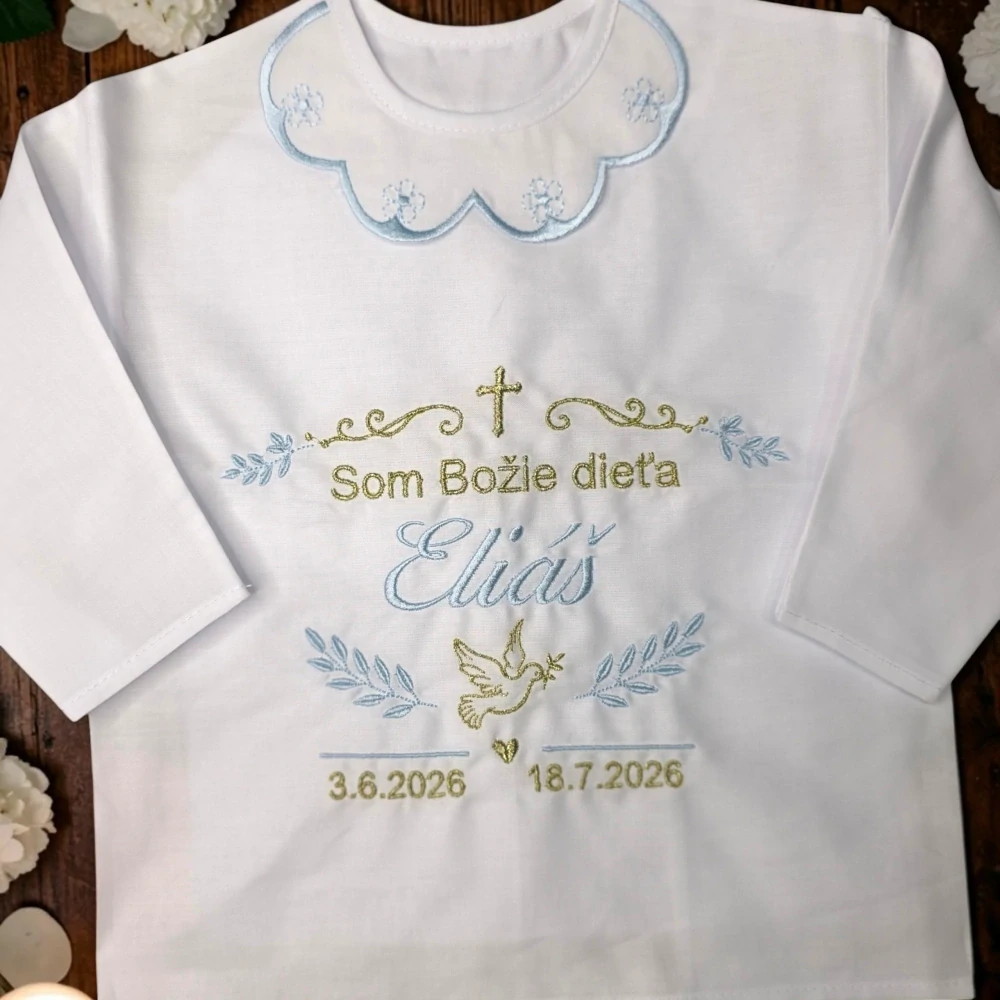 Elegantná personalizovaná košieľka ku krstu vzor Benjamin