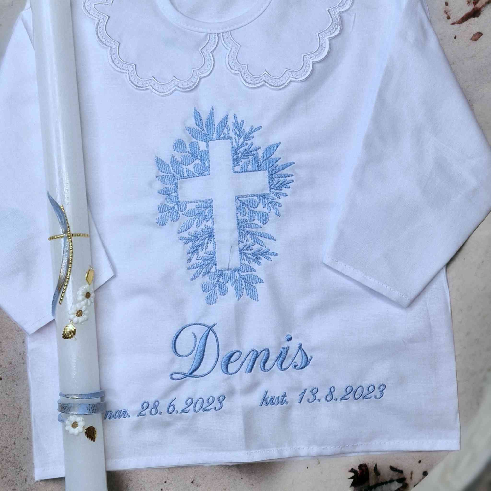 Košieľka na krst Vaness / krstová košieľka s krížom - jemná