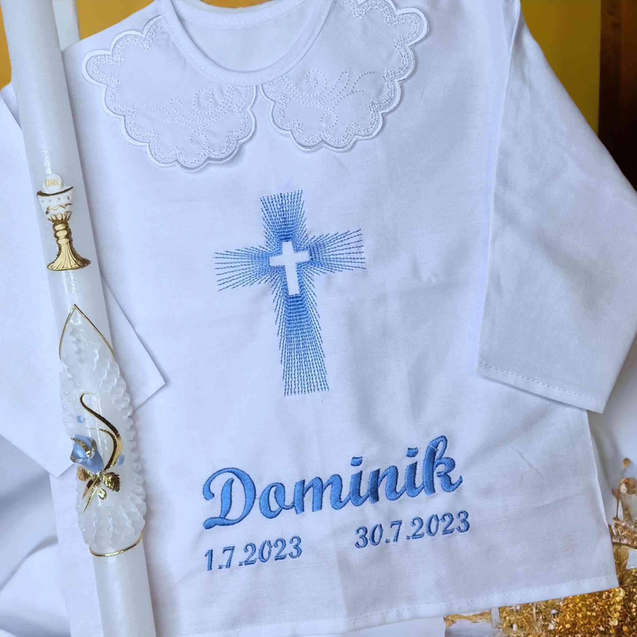 Košieľka na krst Miroslav / krstová košieľka s krížom