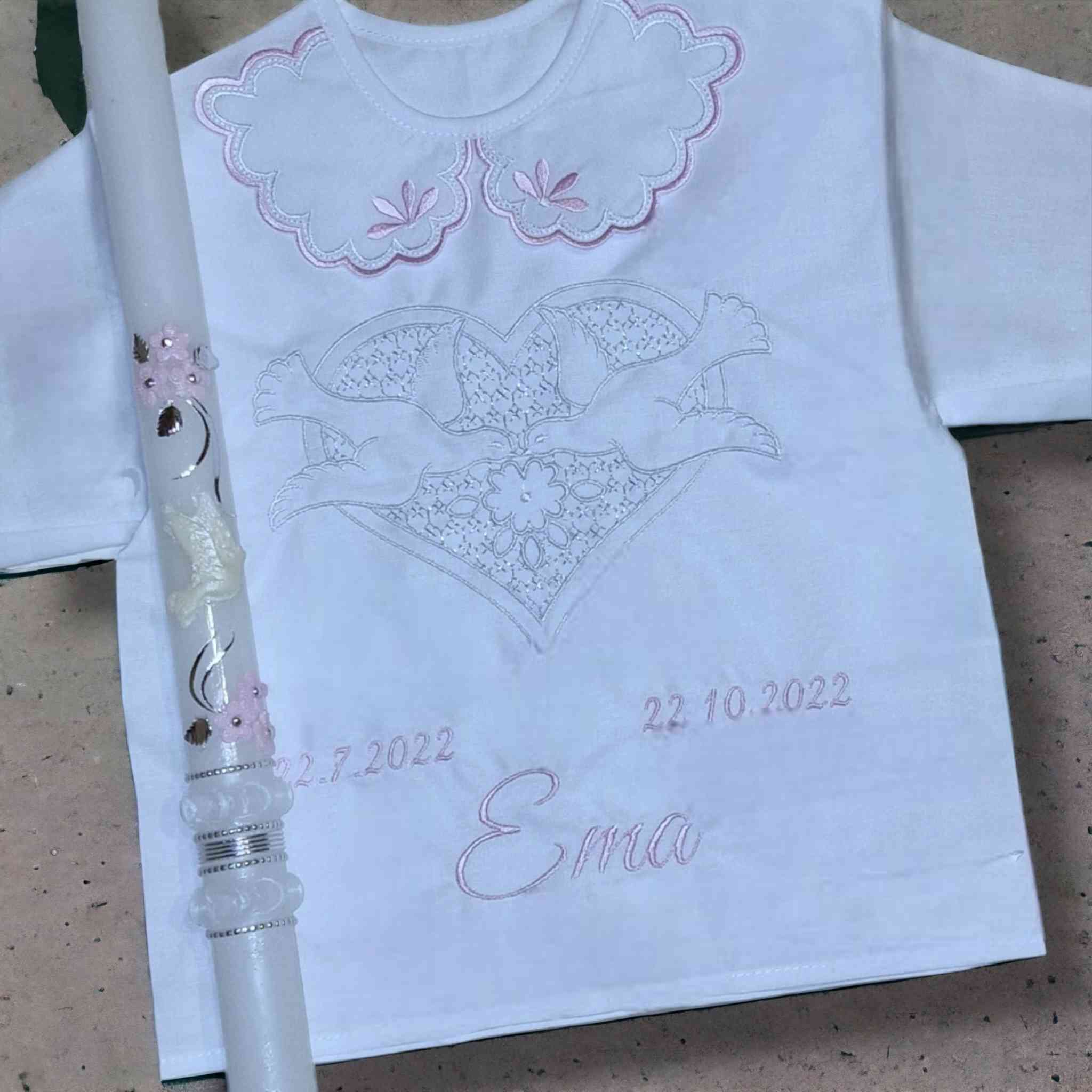 Košieľka na krst Lenka / krstová košieľka s holubičkami