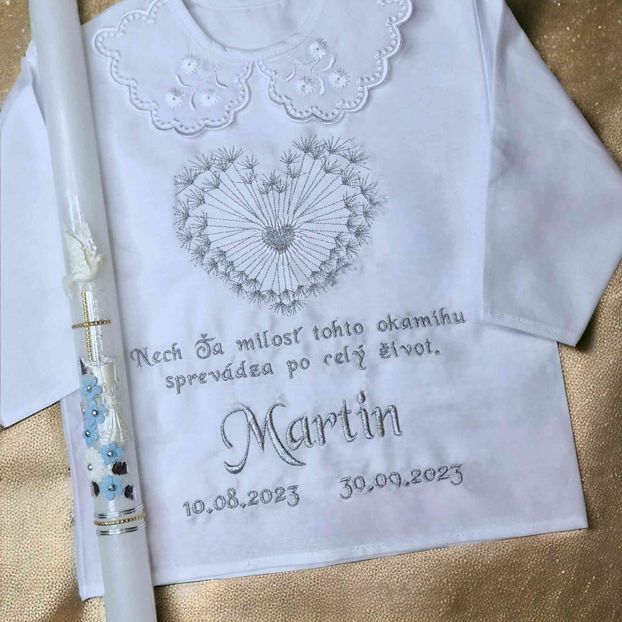 Košieľka na krst Zdenka / krstová košieľka so srdcom