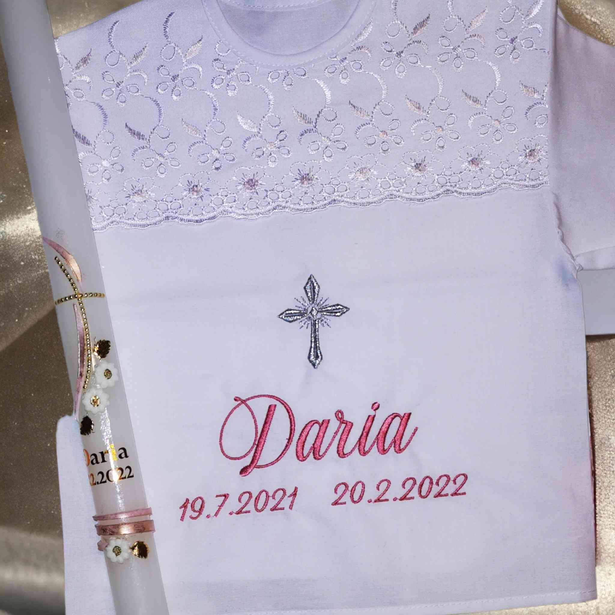 Košieľka na krst Veronika / krstová košieľka s krížikom - jemná
