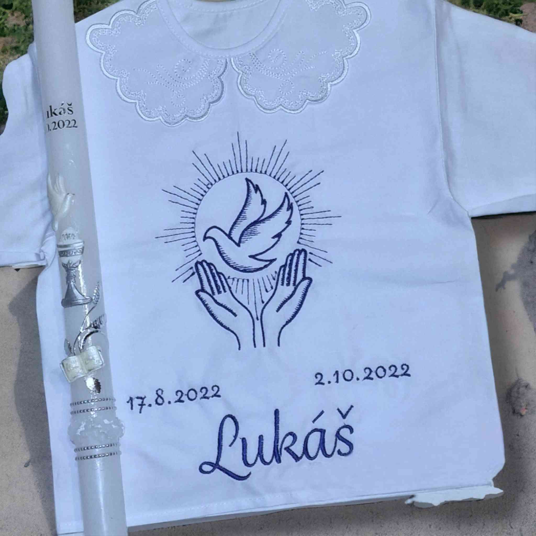 Košieľka na krst Ela / krstová košieľka s holubicou - jemná
