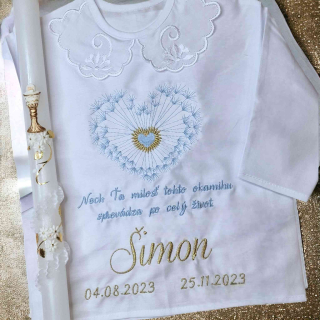 Košieľka na krst Zdenka / krstová košieľka so srdcom