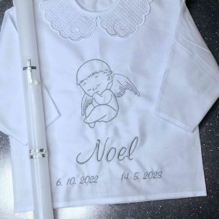 Košieľka na krst Ivana / krstová košieľka s anjelikom - jemná