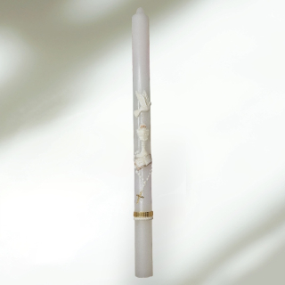 Sviečka na krst zdobená s ružencom, krstová sviečka, sviečka do krstu