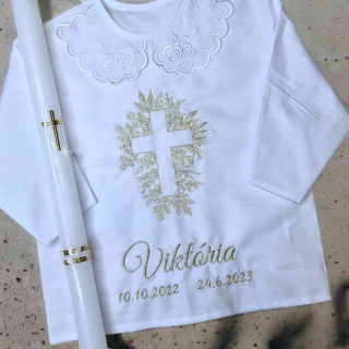 Košieľka na krst Vaness / krstová košieľka s krížom - jemná