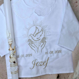 Košieľka na krst Ela / krstová košieľka s holubicou - jemná