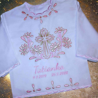 Košieľka na krst Viola/ Krstová košieľka / krstová košieľka s krížom , bohato vyšívaná - luxusná