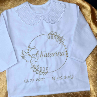 Košieľka na krst Silvia / krstová košieľka s anjelikom