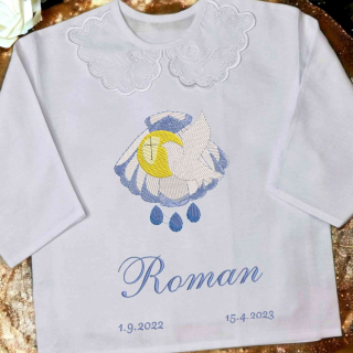 Košieľka na krst Roman / krstová košieľka s holubicou