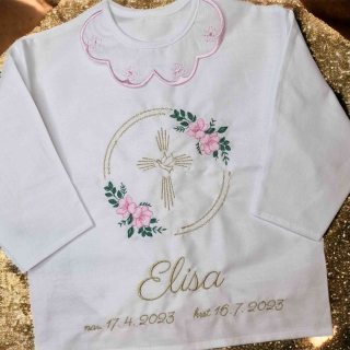 Košieľka na krst Elisa / krstová košieľka s krížikom - luxusná