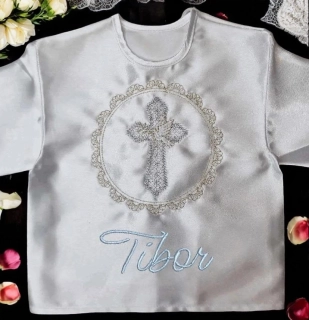 Košieľka na krst Tibor / krstová košieľka kríž - luxusná