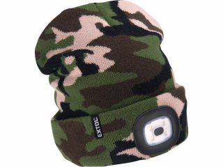 Čiapka maskáčová s čelovým svetlom, LED