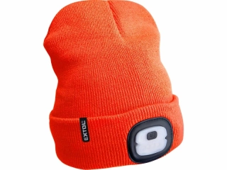 Čiapka oranžová s čelovým svetlom, LED