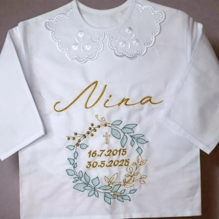 Košieľka na krst Nina / krstová košieľka s venčekom a krížikom