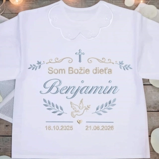 Elegantná personalizovaná košieľka ku krstu vzor Benjamin